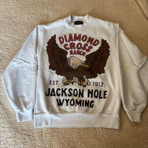 Diamond Cross Ranch Jackson Hole Wyoming Eagle Graphic Sweatshirt - White